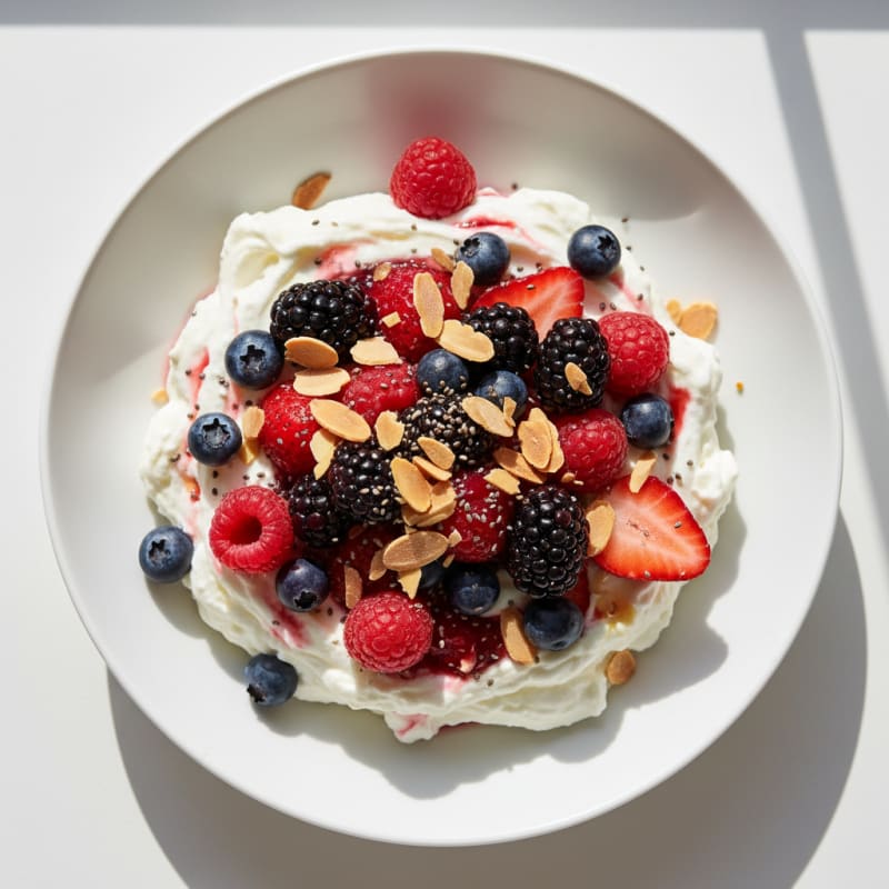 Greek Yogurt Protein Mousse with Mixed Berries