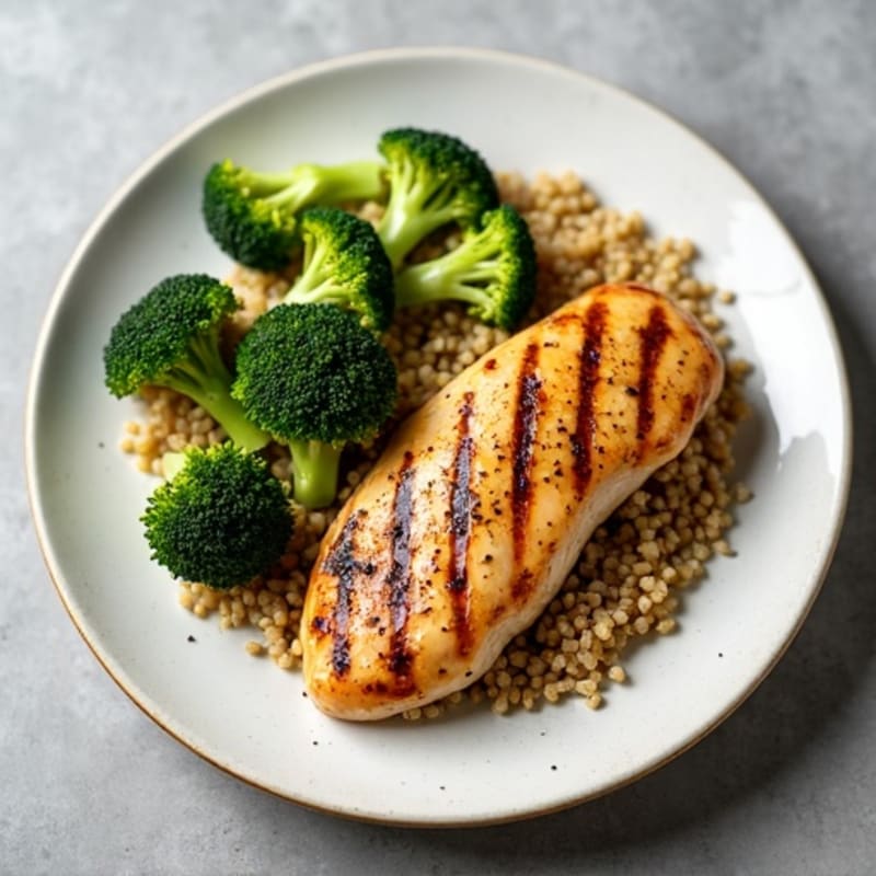 Grilled Chicken Breast with Roasted Broccoli and Quinoa
