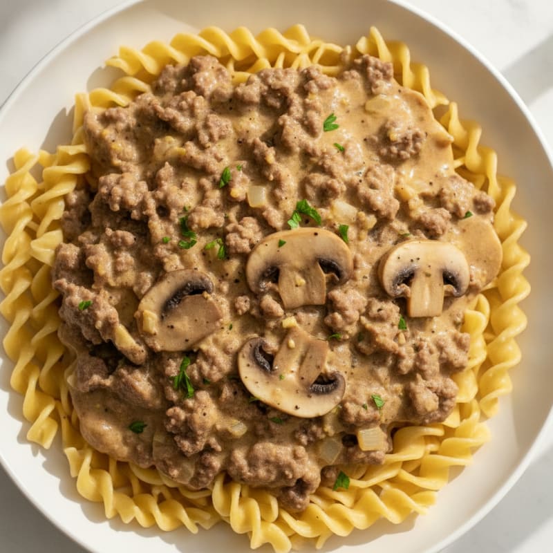 Beef Stroganoff with Egg Noodles