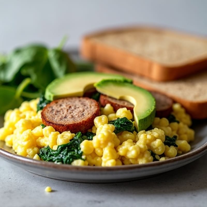 Egg White Scramble with Spinach and Turkey Sausage