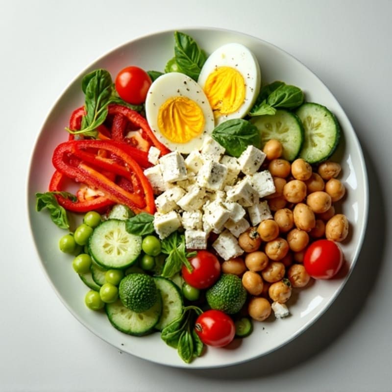 Fresh Feta and Crisp Vegetable Salad with Lemon-Herb Vinaigrette