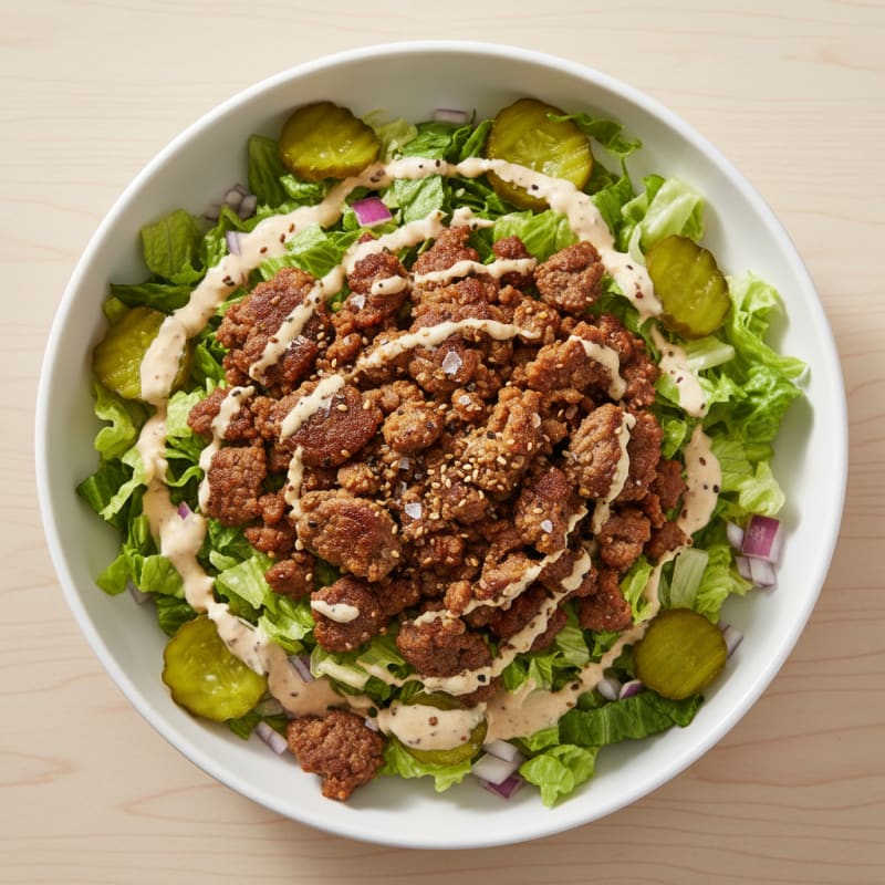 Crispy Ground Beef Big Mac Bowl