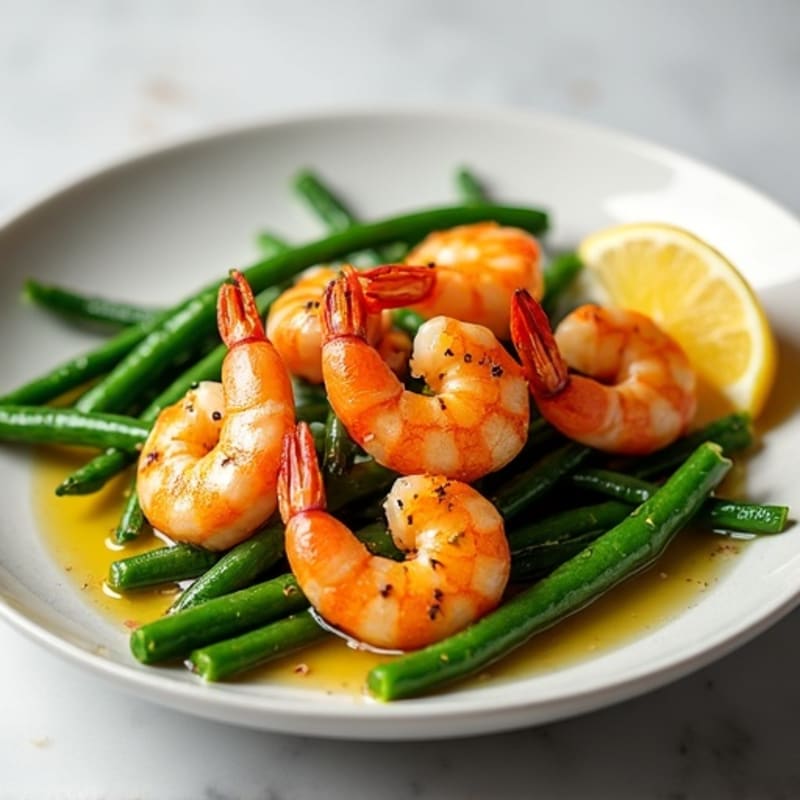Lemon Garlic Prawns with Roasted Green Beans