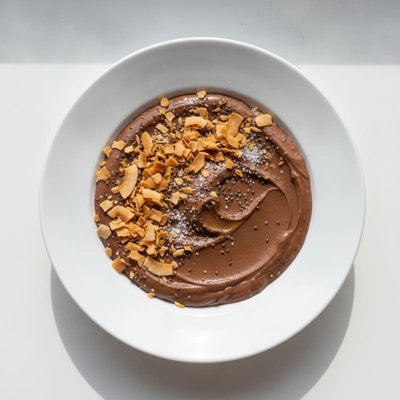 Silky Chocolate Protein Pudding with Toasted Coconut