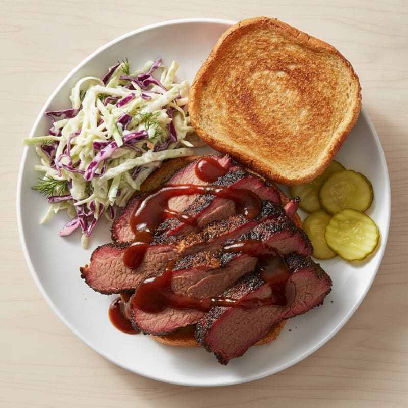 Smoked Brisket Sandwich with Tangy Slaw