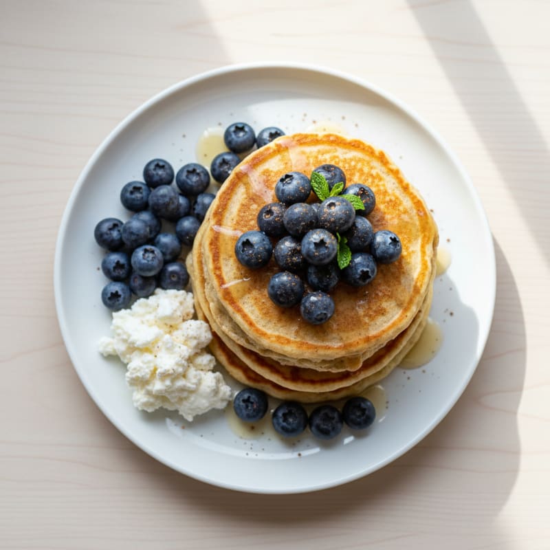 Cottage Cheese Protein Pancakes with Fresh Berries
