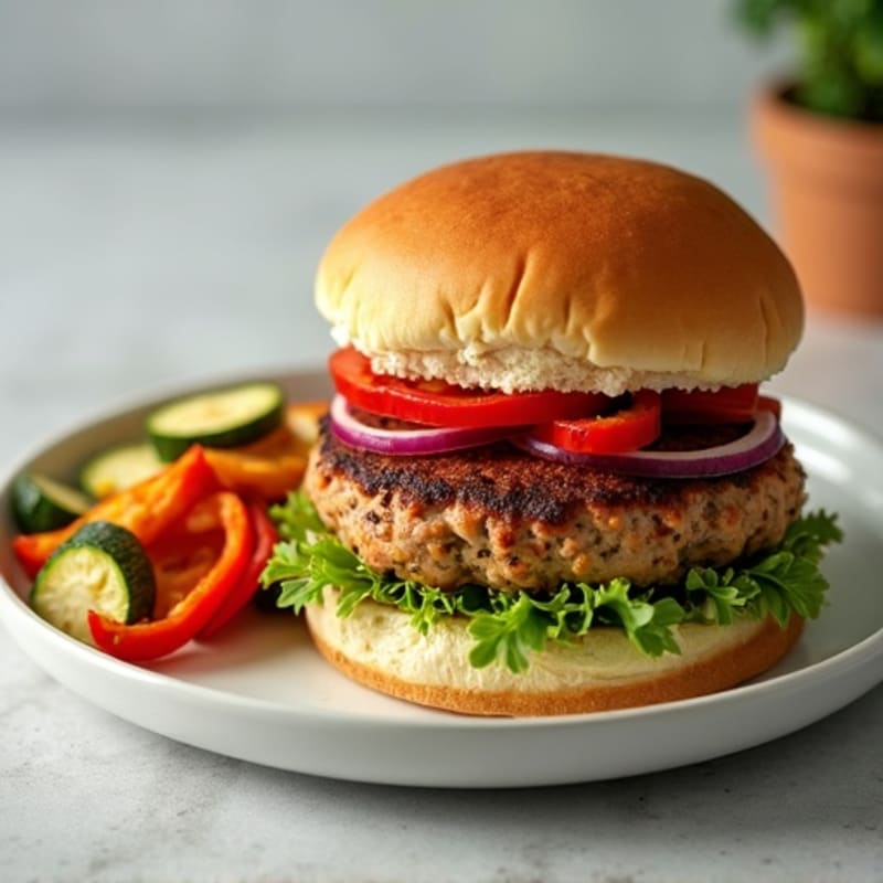 Lean Turkey Burger with Roasted Vegetables