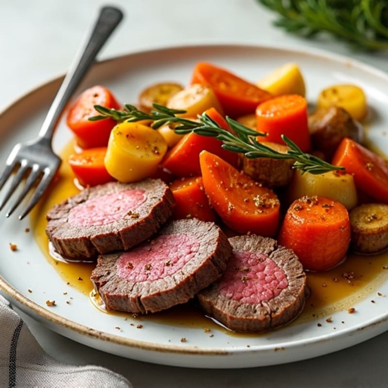 Sheet Pan Roasted Beef and Root Vegetables