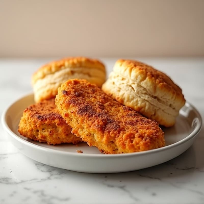 Crispy Baked Chicken with Fluffy Whole Wheat Biscuits
