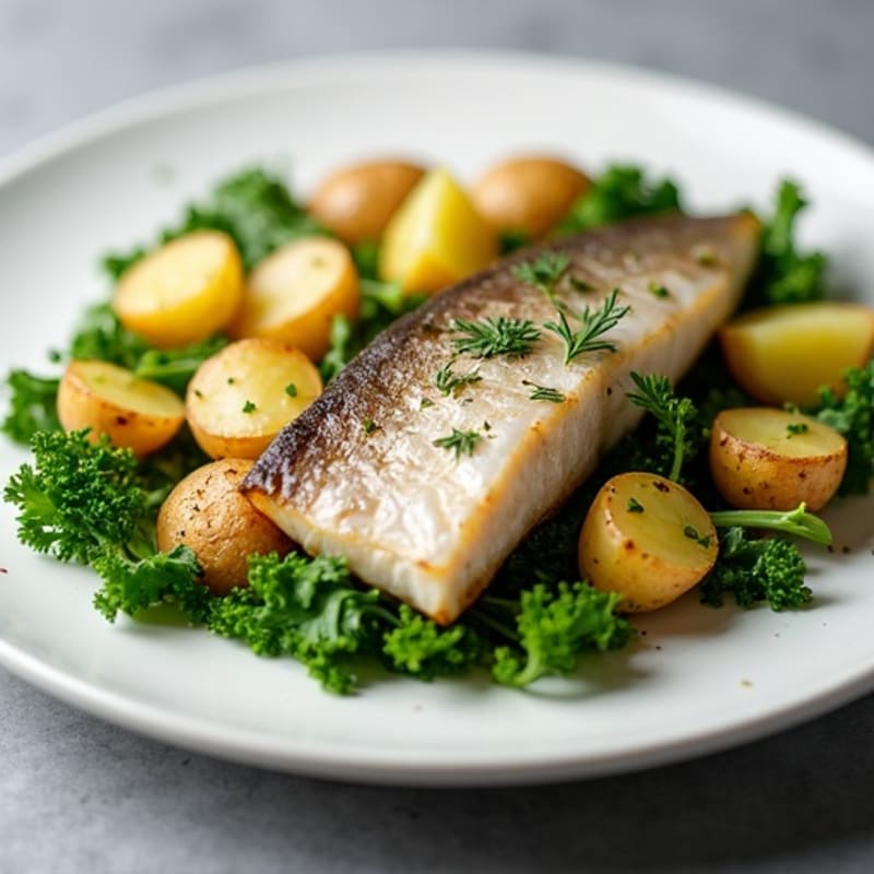 Fresh Marinated Herring with Roasted Dill Potatoes and Crisp Greens