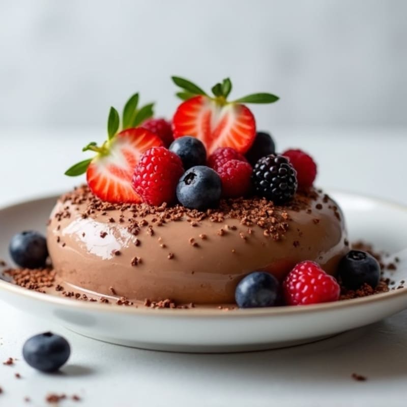 Creamy Chocolate Protein Mousse with Fresh Berries