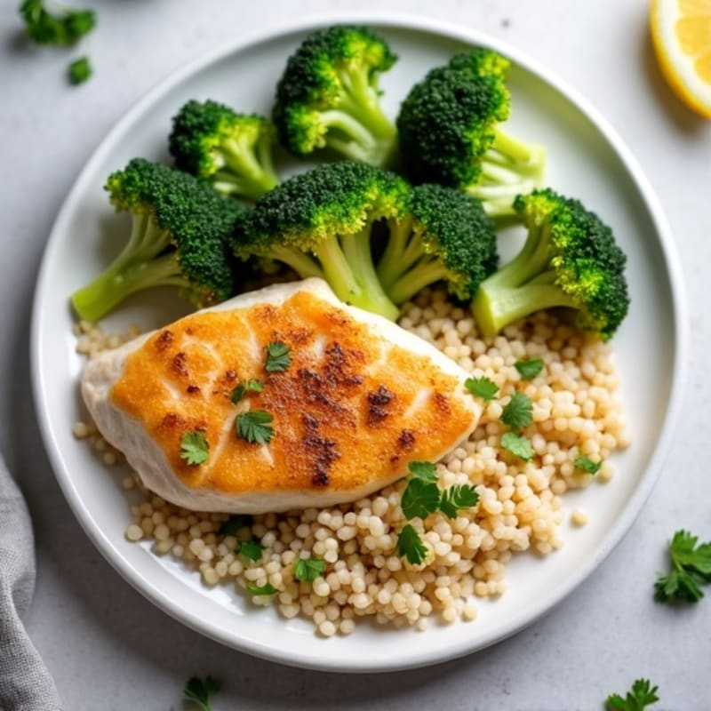 Seared Tilapia with Steamed Broccoli and Quinoa