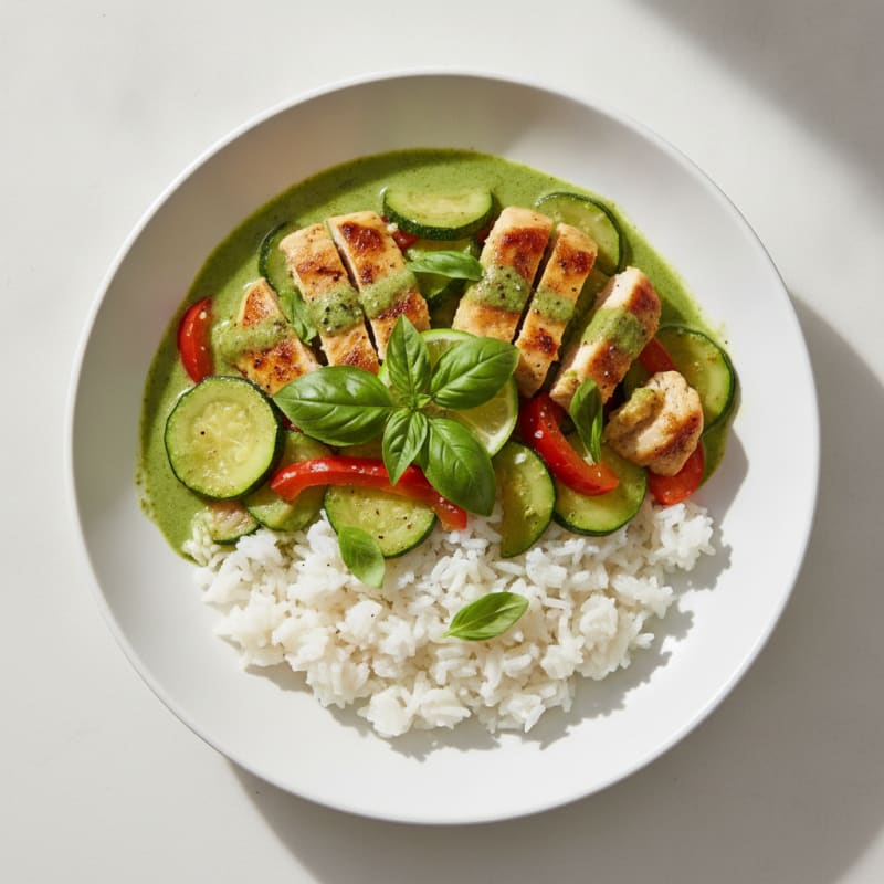 Green Curry Chicken with Coconut Rice