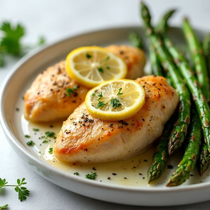 Pan-Seared Lemon Herb Chicken with Roasted Asparagus