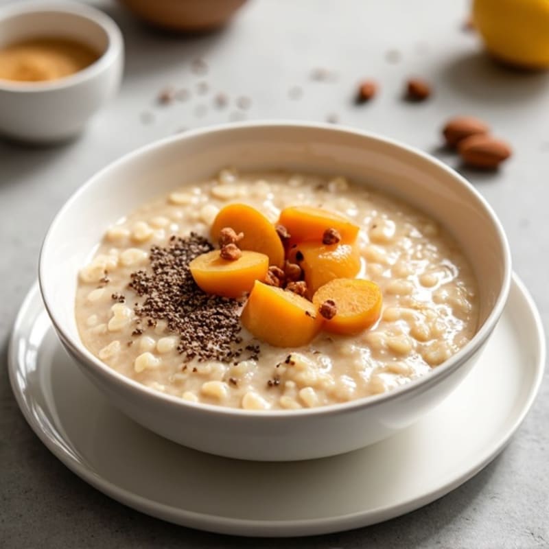 Creamy Vanilla Protein Oats with Chia and Almond Butter