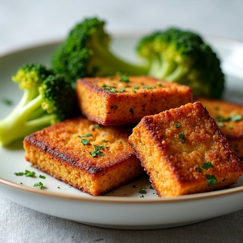 Crispy Baked Tempeh with Roasted Broccoli