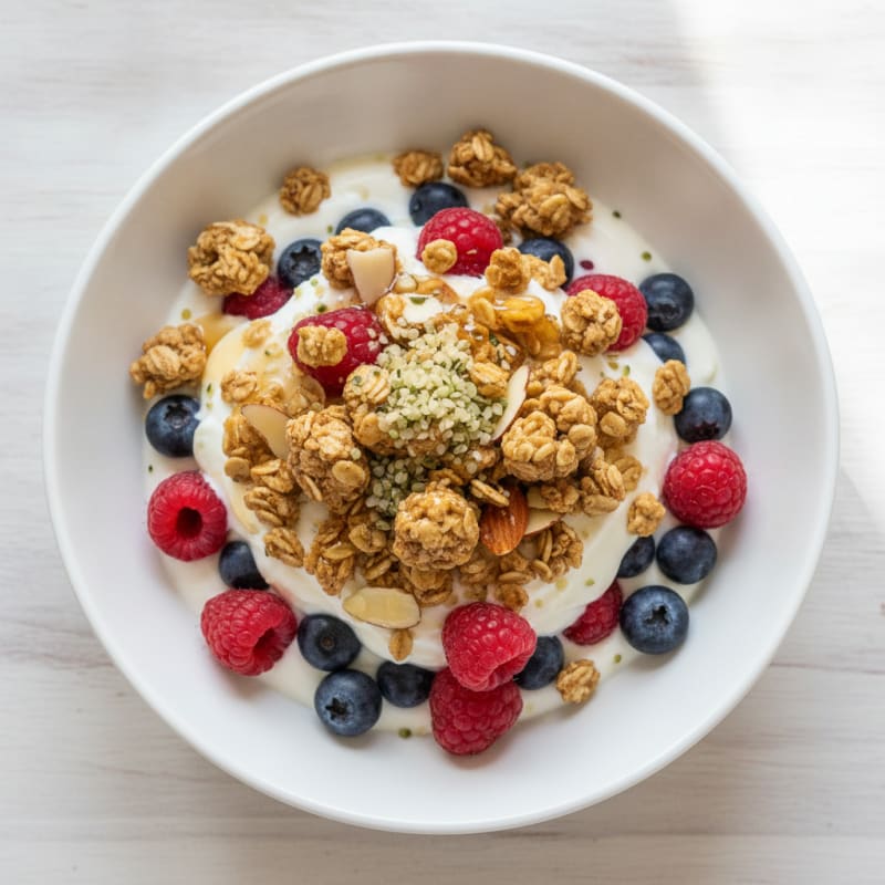 Creamy Greek Yogurt Parfait with Mixed Berries and Protein Granola