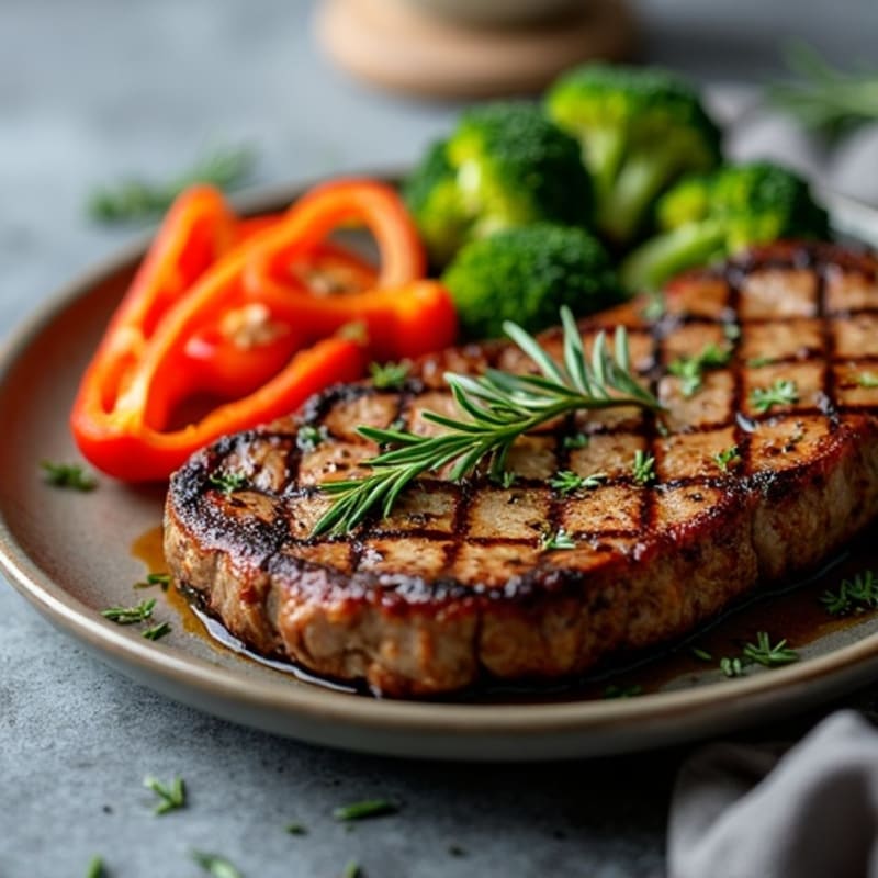 Tender Pan-Seared Steak with Garlic Herb Roasted Vegetables
