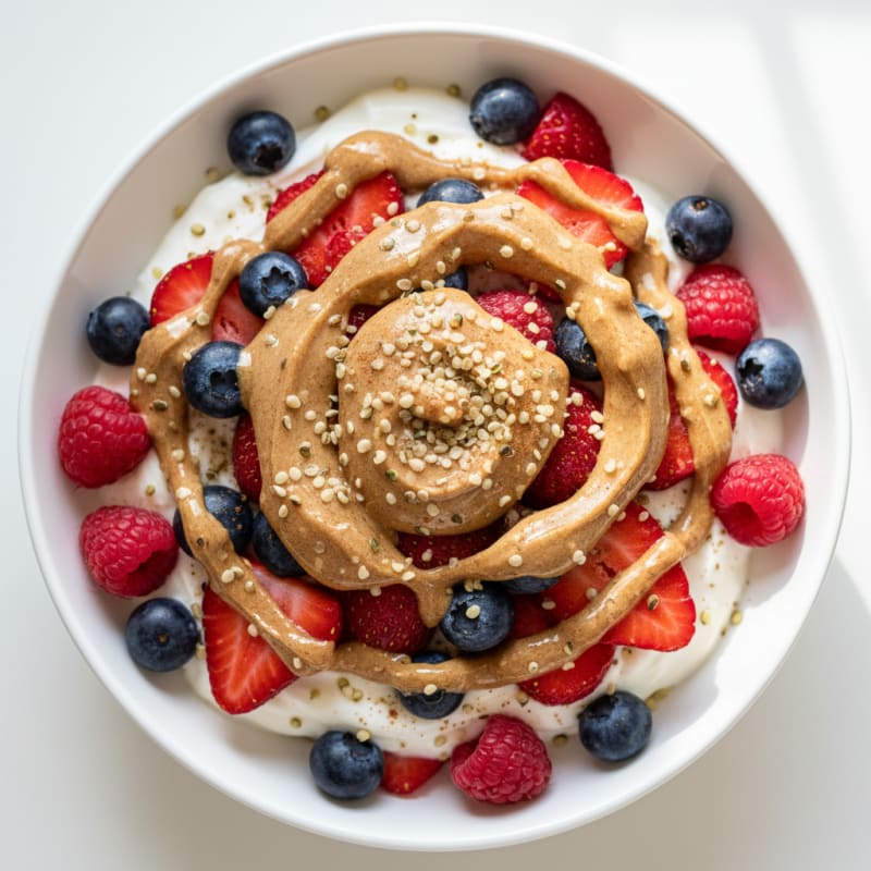 Creamy Greek Yogurt Parfait with Mixed Berries and Almond Butter