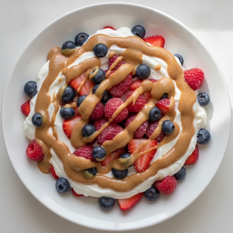 Protein Yogurt Parfait with Mixed Berries and Almond Butter