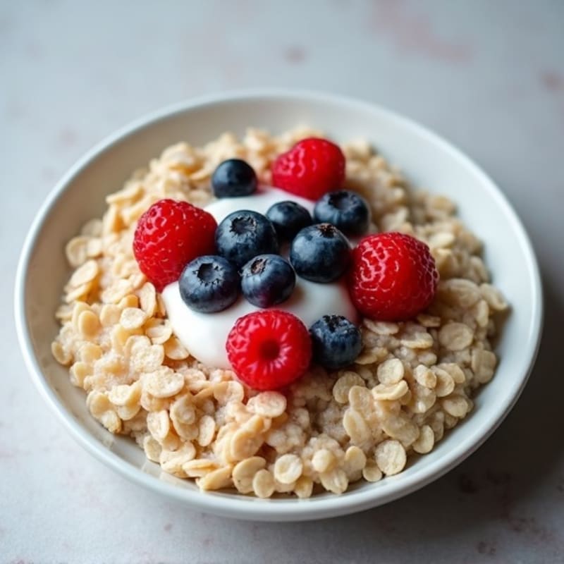 Fluffy Protein Oatmeal with Fresh Berries