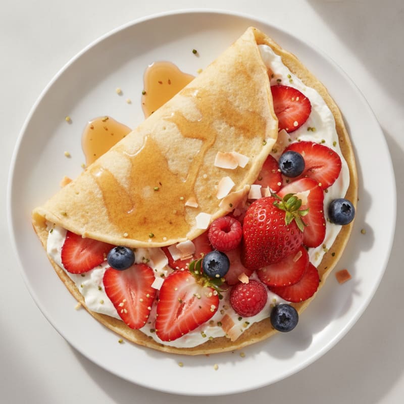 Strawberry Cheesecake Protein Crepes