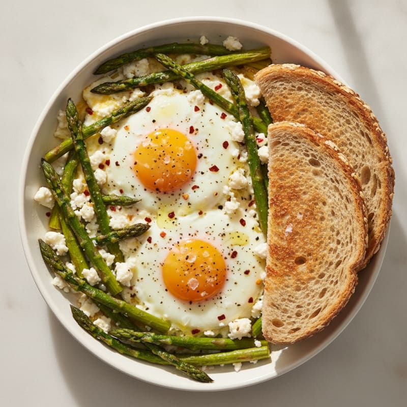 Baked Eggs with Roasted Asparagus