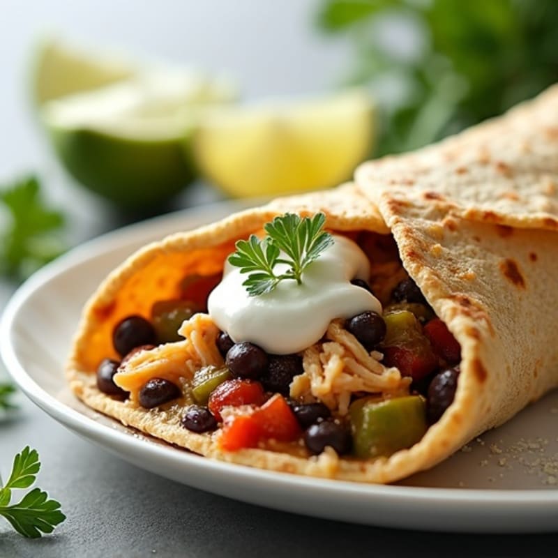 Creamy Black Bean Tortillas with Shredded Chicken