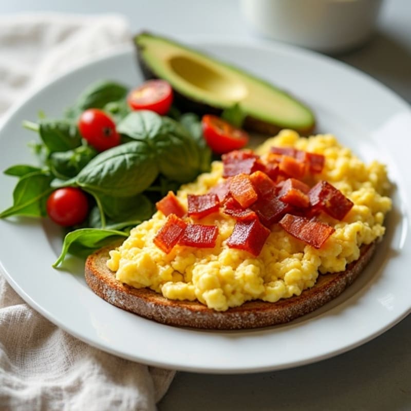 Egg White Scramble with Turkey Bacon and Spinach
