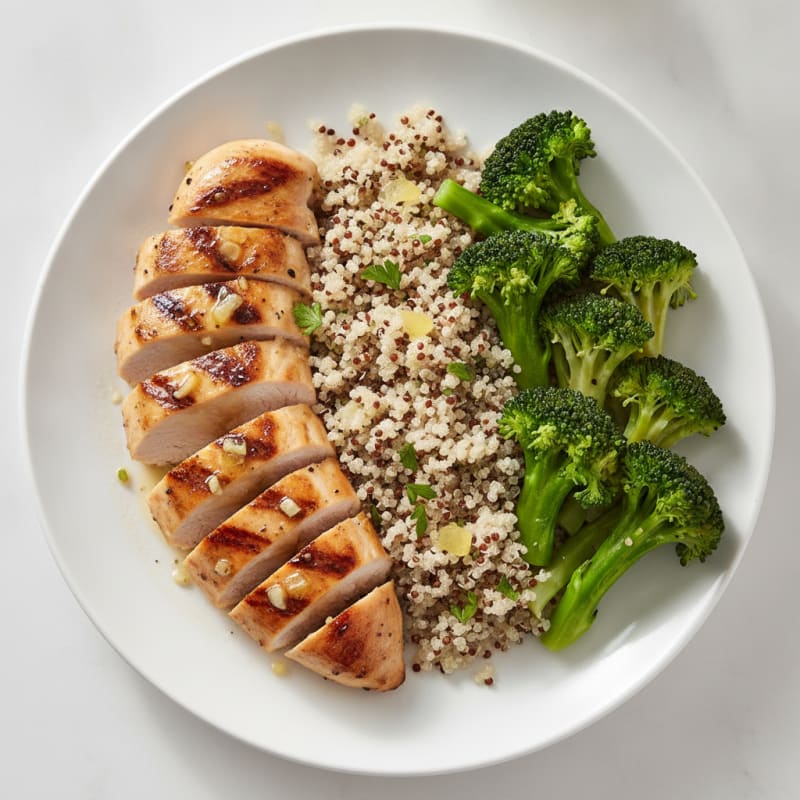 Grilled Chicken Breast with Quinoa and Steamed Broccoli