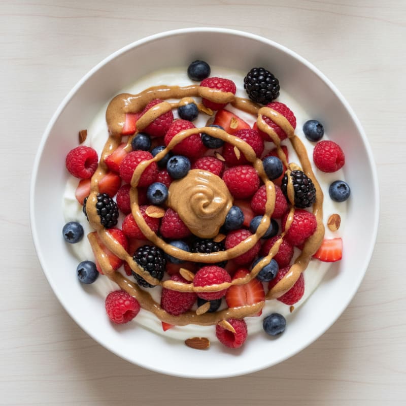 Greek Yogurt Protein Bowl with Mixed Berries and Almond Butter