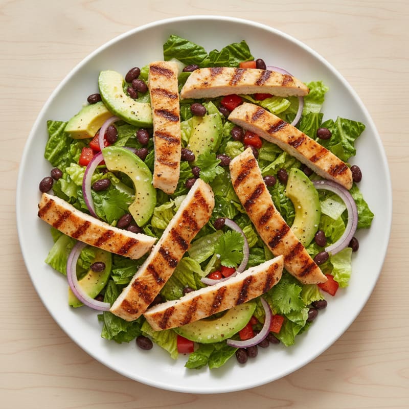 Avocado and Black Bean Salad with Grilled Chicken