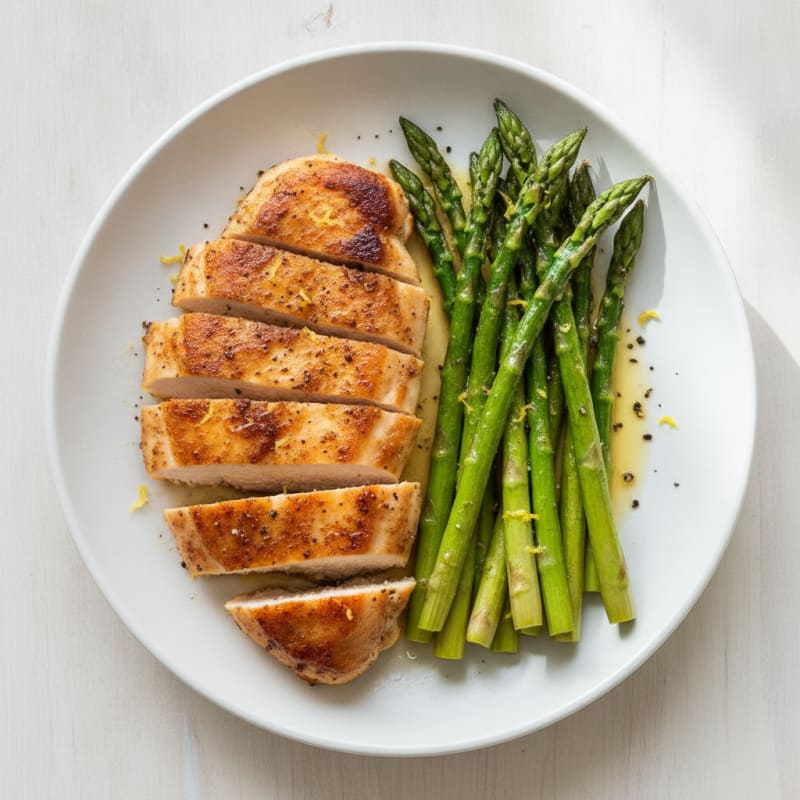 Pan-Seared Chicken with Roasted Asparagus