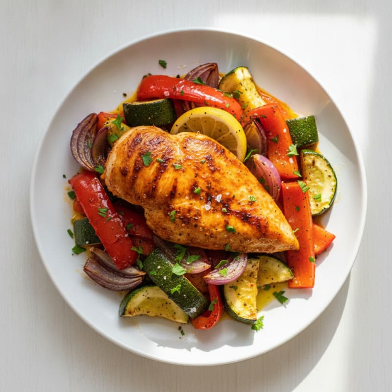 Spicy Harissa Chicken with Roasted Vegetables