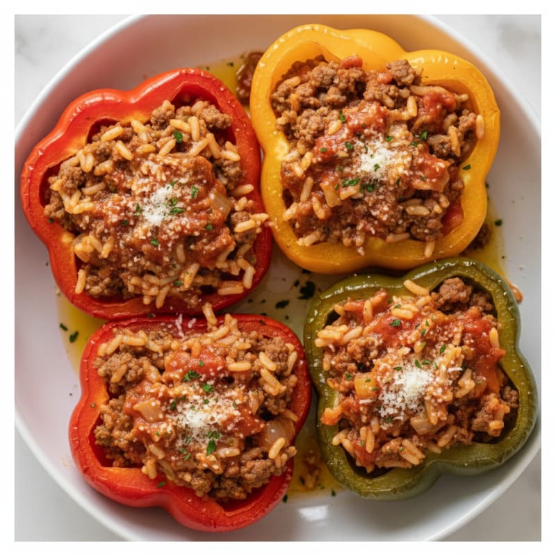 Beef and Rice Stuffed Bell Peppers
