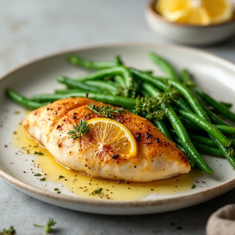 Lemon-Herb Roasted Chicken with Crispy Green Beans