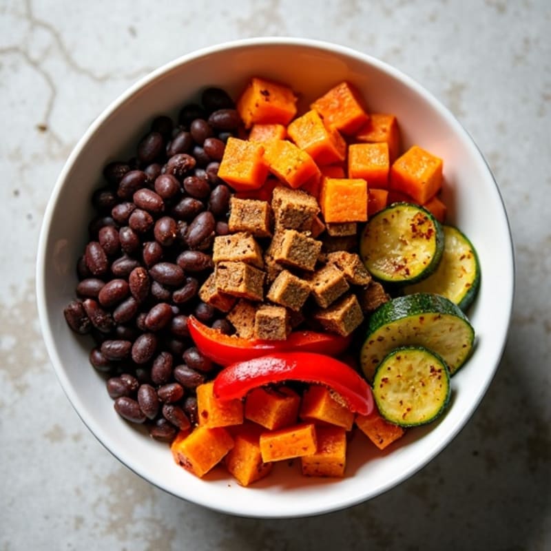 Spicy Black Bean Bowl with Roasted Vegetables