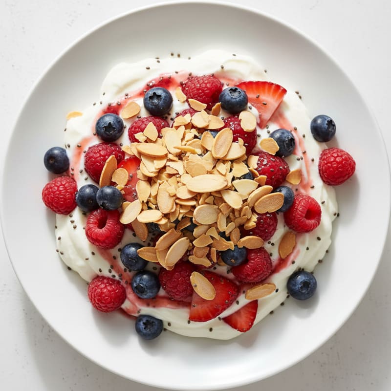 Greek Yogurt Protein Parfait with Berries and Almonds