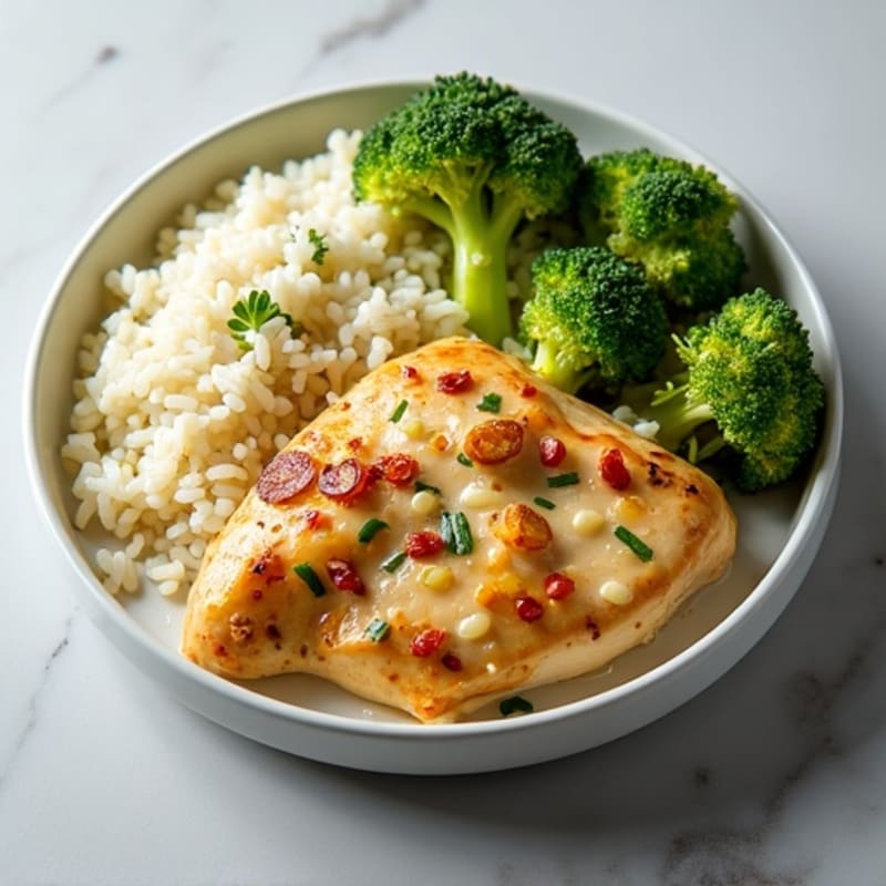 Creamy Coconut Chicken with Crispy Roasted Broccoli and Fluffy Coconut Rice