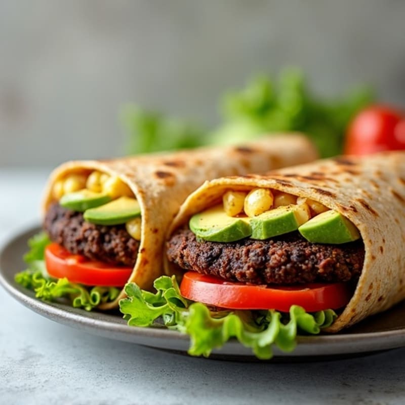 Spicy Black Bean Burger Wrap with Creamy Avocado