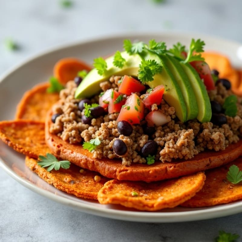 Crispy Sweet Potato Nachos with Spiced Ground Turkey and Fresh Salsa