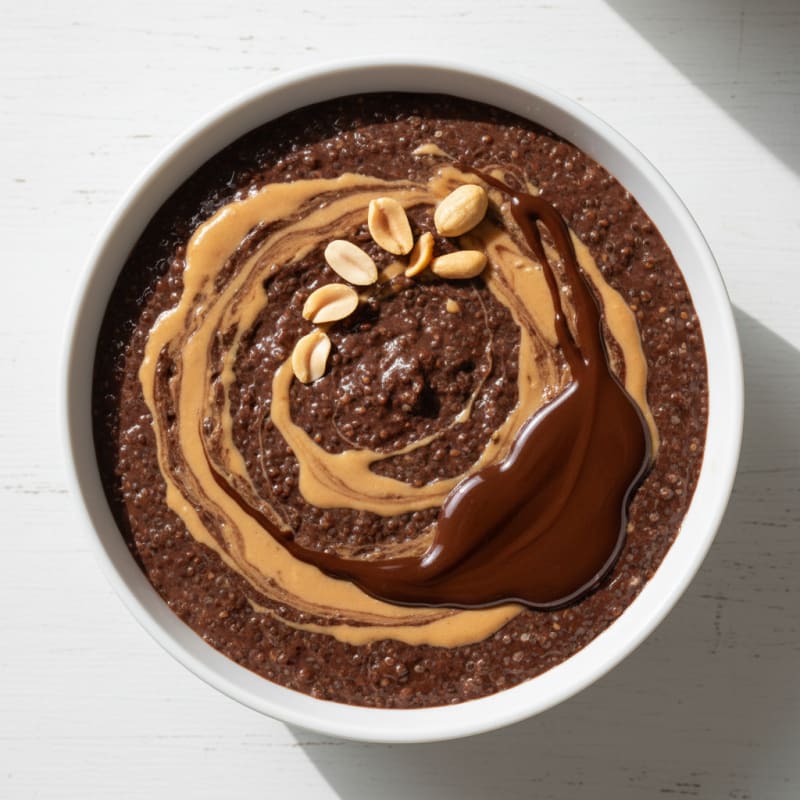 Protein Chocolate Chia Pudding with Peanut Butter Swirl