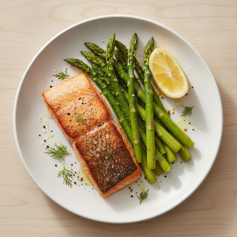 Pan-Seared Salmon with Roasted Asparagus