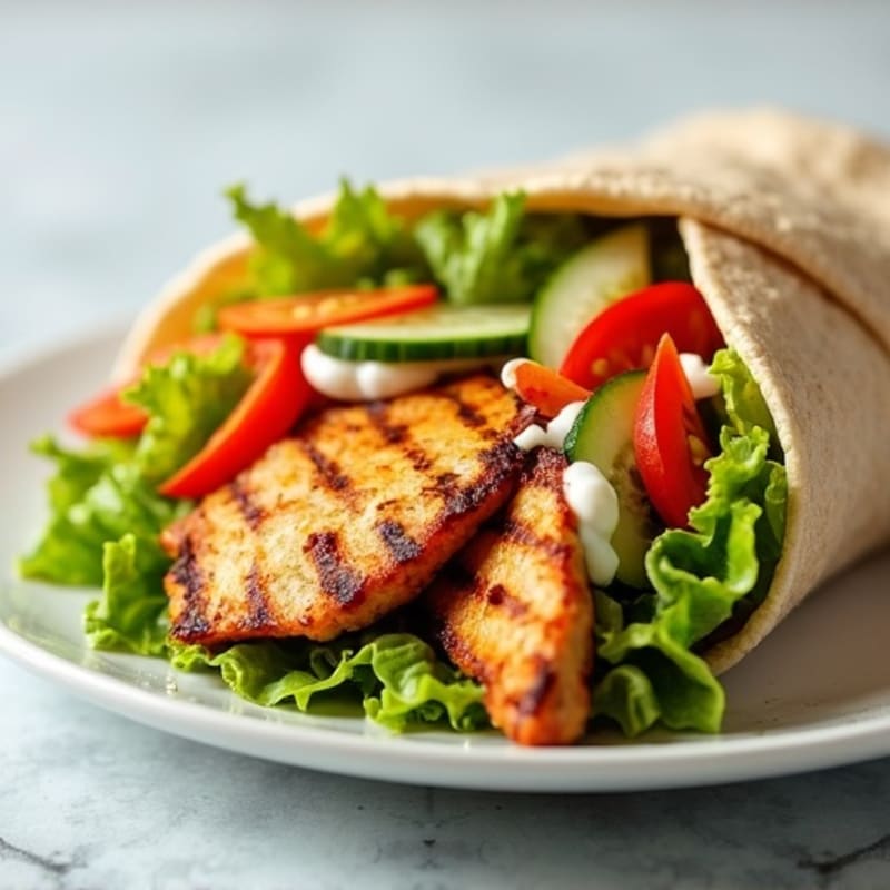 Crispy Grilled Chicken and Fresh Vegetable Wrap