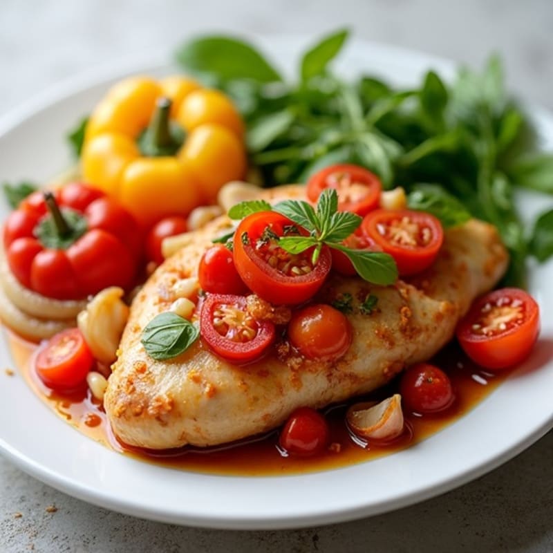 Slow-Simmered Chicken with Bell Peppers and Tomatoes
