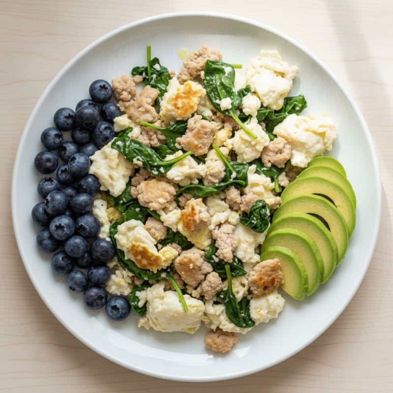 Egg White Scramble with Ground Turkey and Spinach