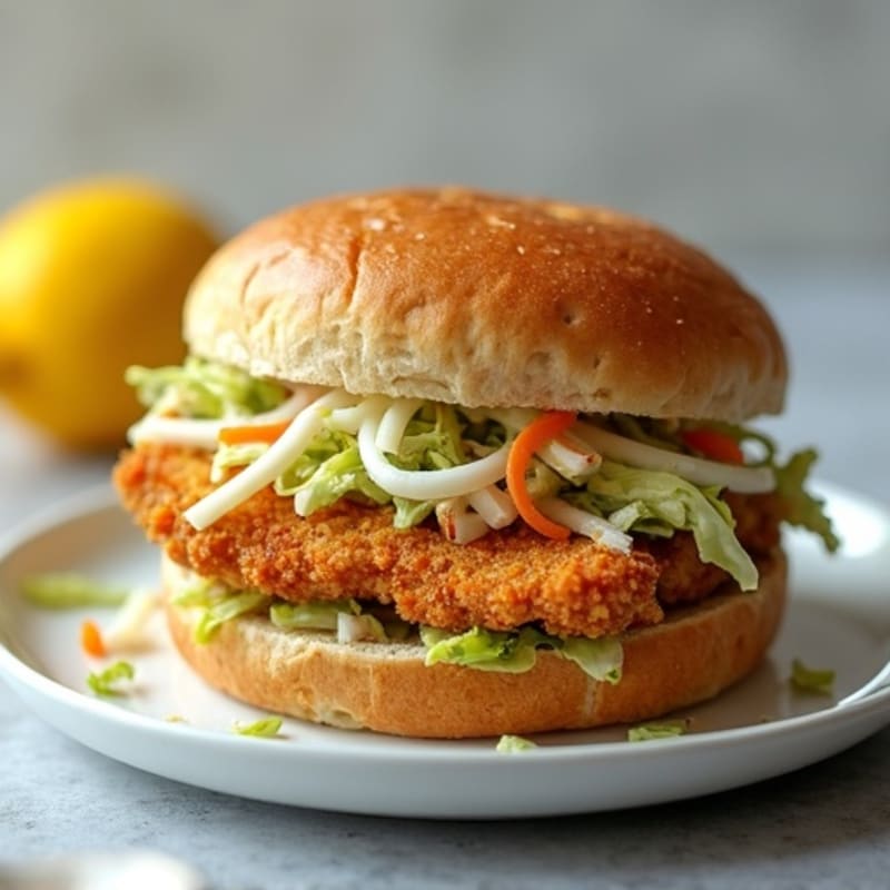 Crispy Baked Chicken Sandwich with Greek Yogurt Slaw