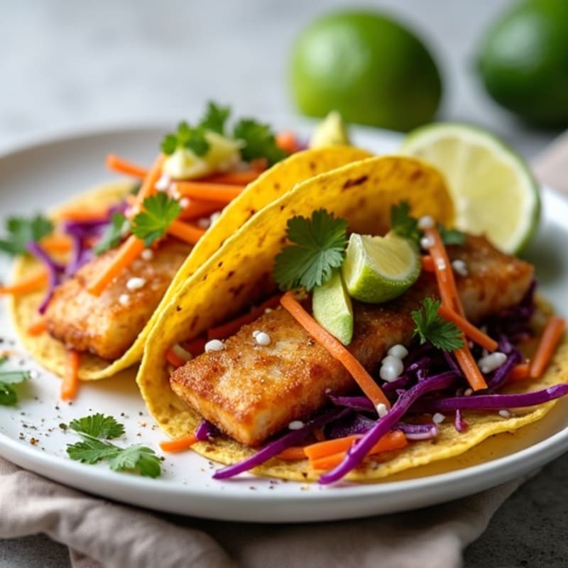 Crispy Pan-Seared Fish Tacos with Lime Slaw