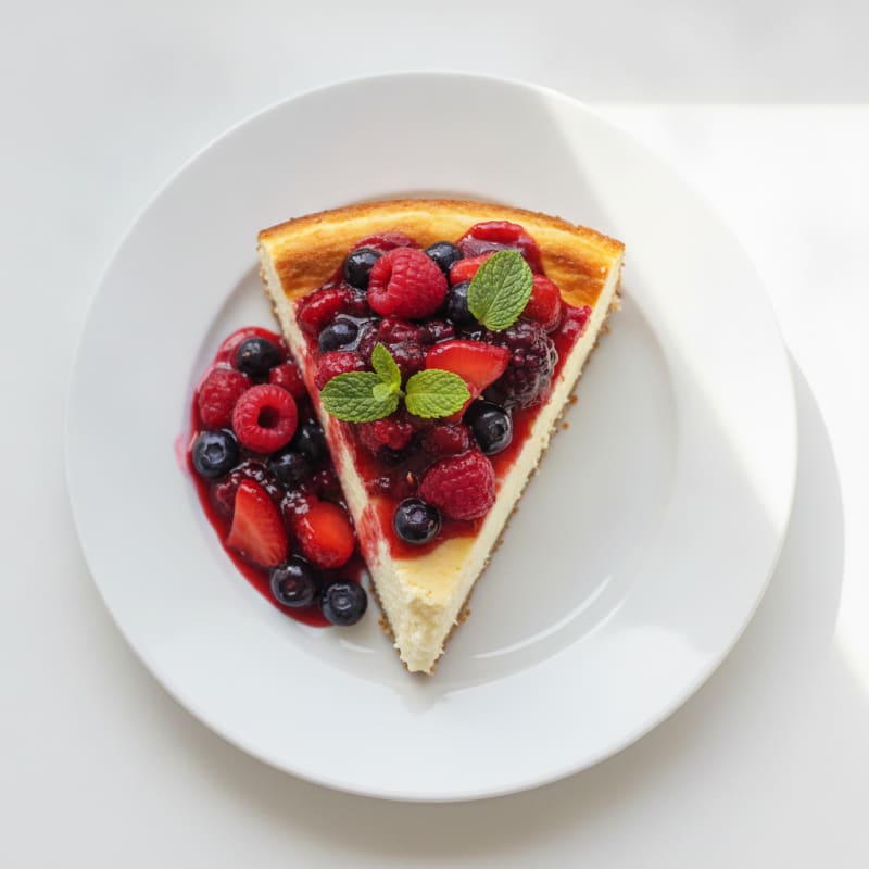 Greek Yogurt Protein Cheesecake with Mixed Berries