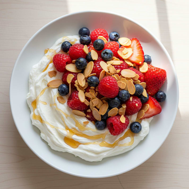Creamy Greek Yogurt Protein Bowl with Mixed Berries and Almonds